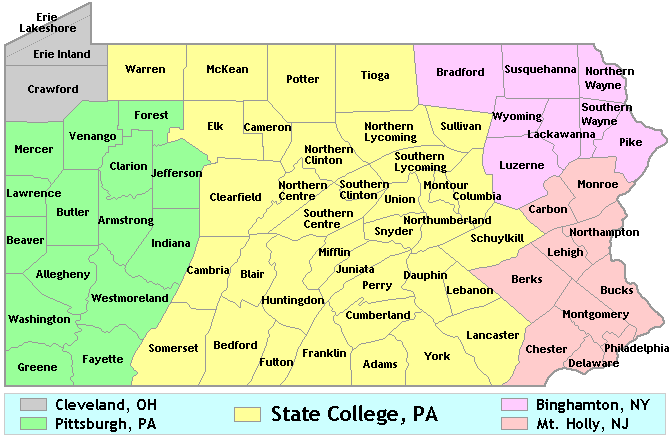 Map of the NWS service areas.